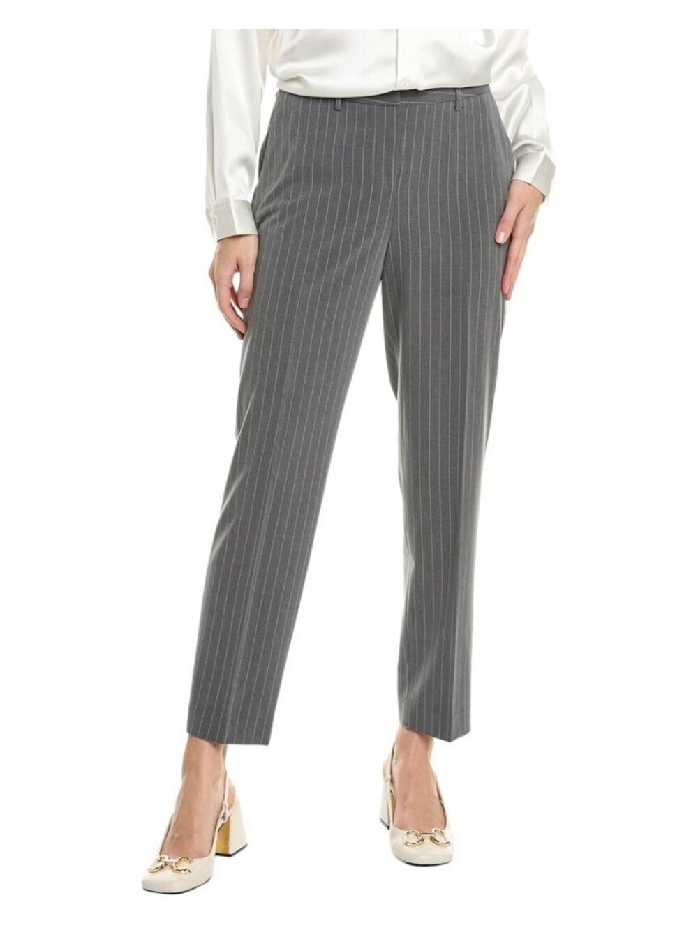 Tahari ASL Women's Classic Pinstripe Trousers Gray Size 8 $109